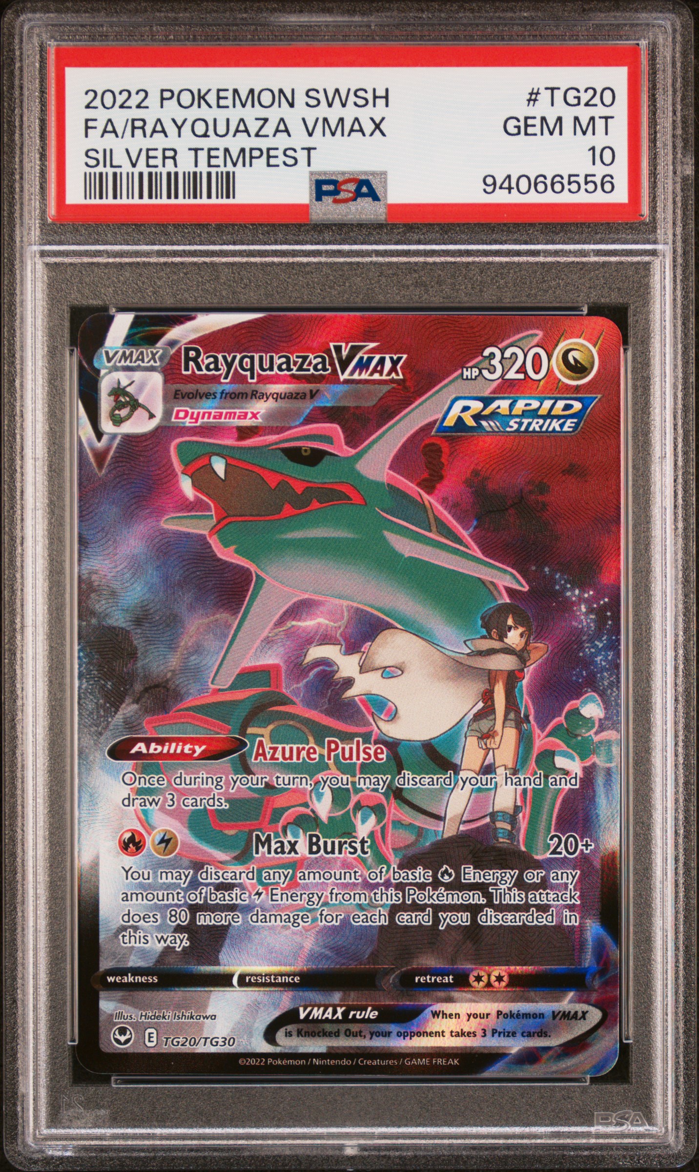 2022 Pokemon Sword & Shield Silver Tempest Fa/Rayquaza Vmax #Tg20 (Silver Tempest) Gem Mt 10 front