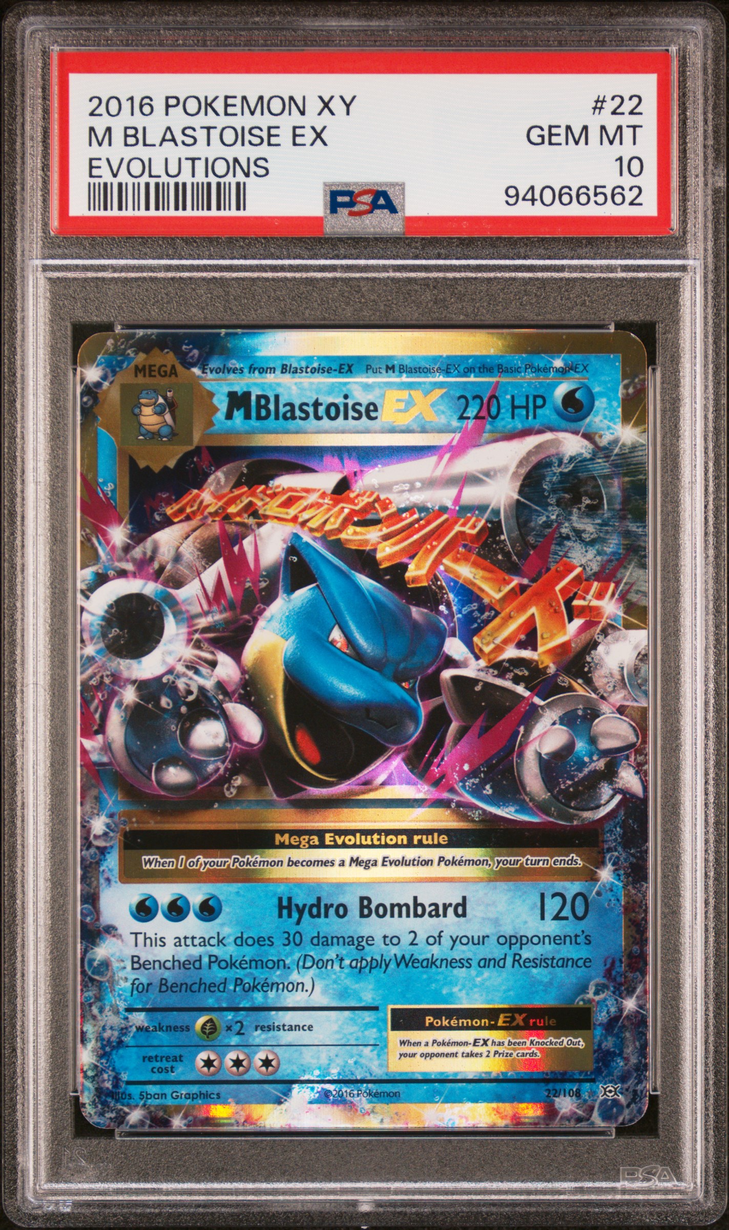 2016 Pokemon Xy Evolutions M Blastoise Ex #22 (Evolutions) Gem Mt 10 front
