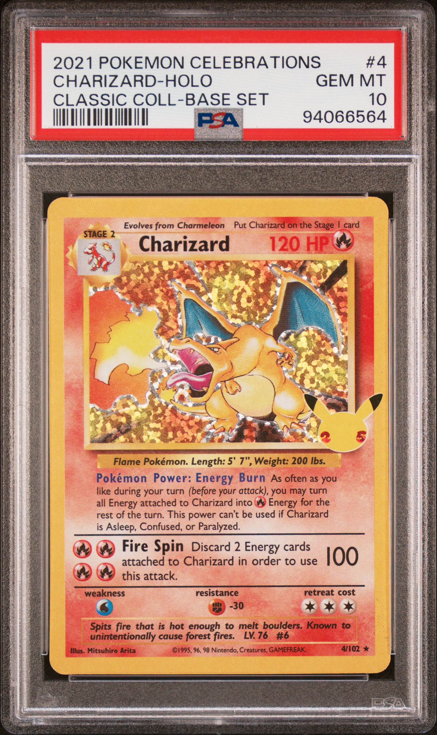 2021 Pokemon Celebrations Classic Collection Charizard-Holo #4 (Classic Coll-Base Set) Gem Mt 10 front