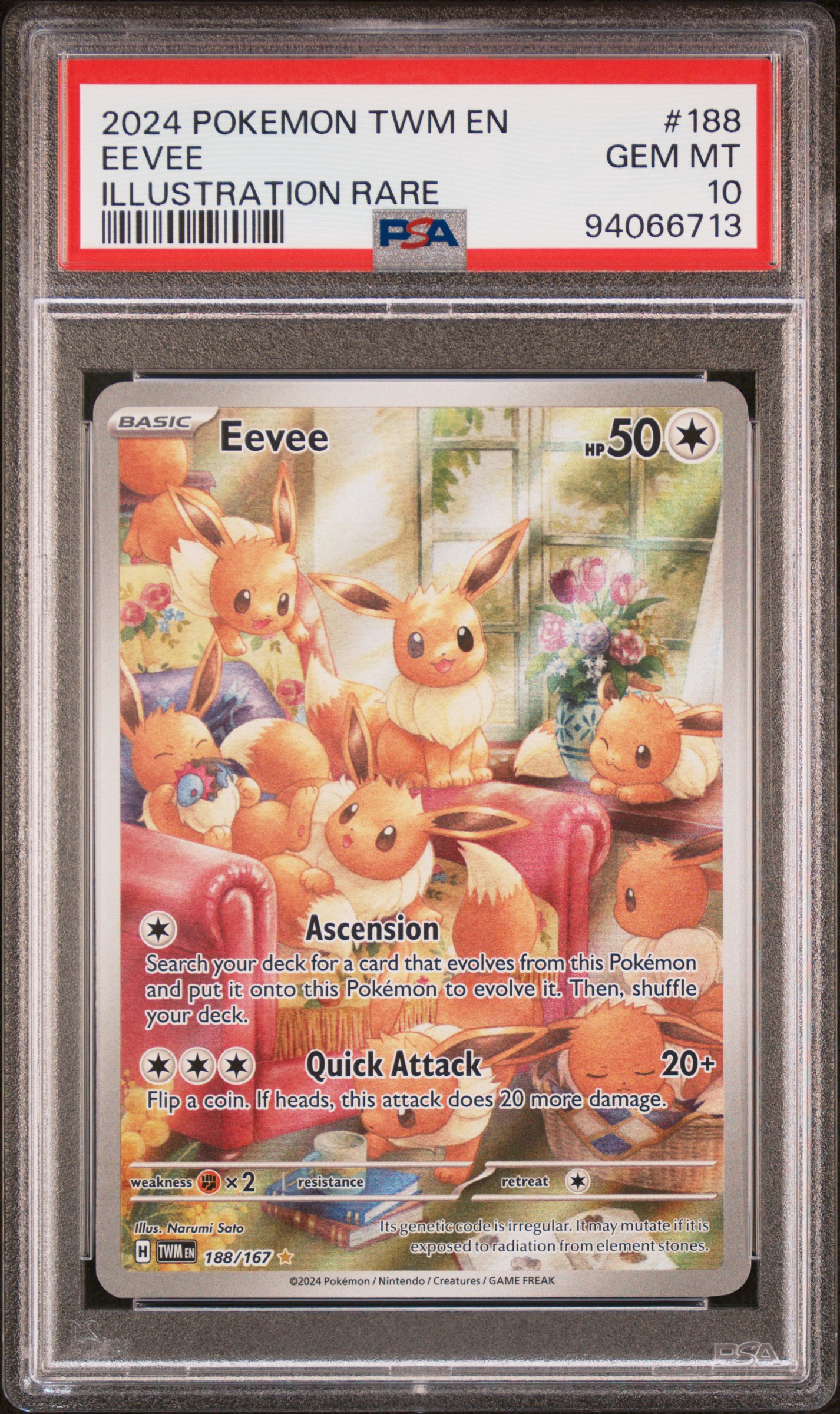 2024 Pokemon Twm En-Twilight Masquerade Eevee #188 (Illustration Rare) Gem Mt 10 front