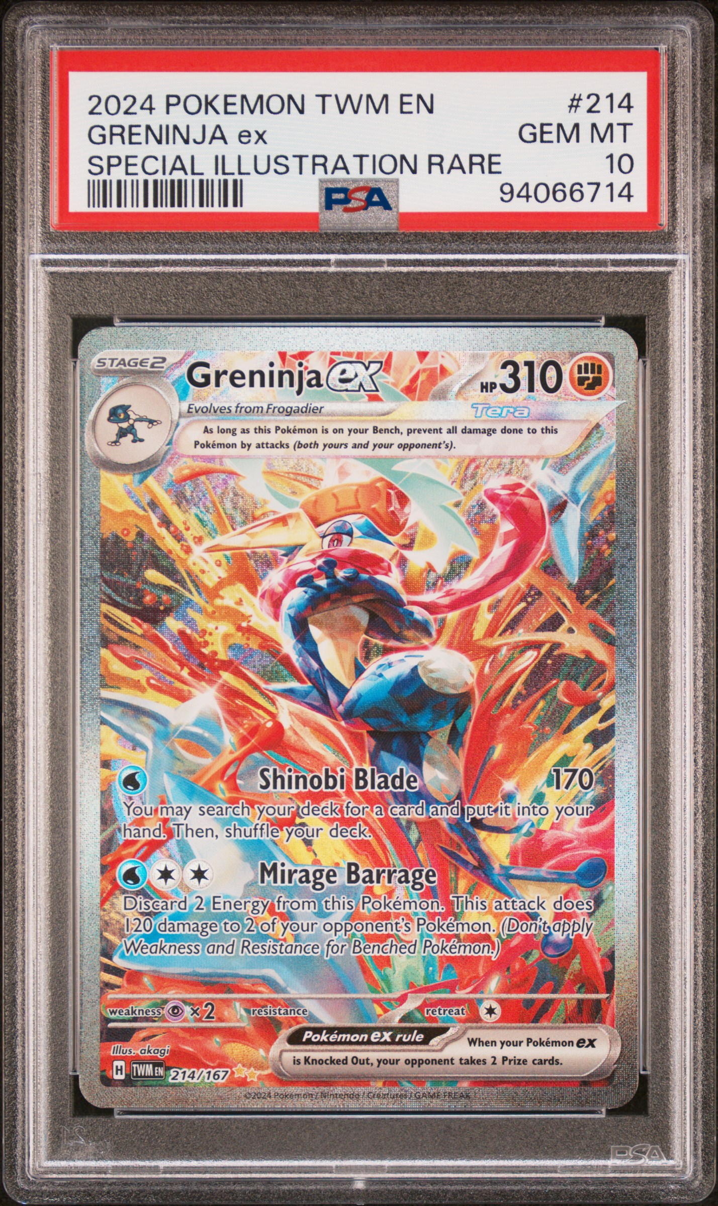 2024 Pokemon Twm En-Twilight Masquerade Greninja Ex #214 (Special Illustration Rare) Gem Mt 10 front