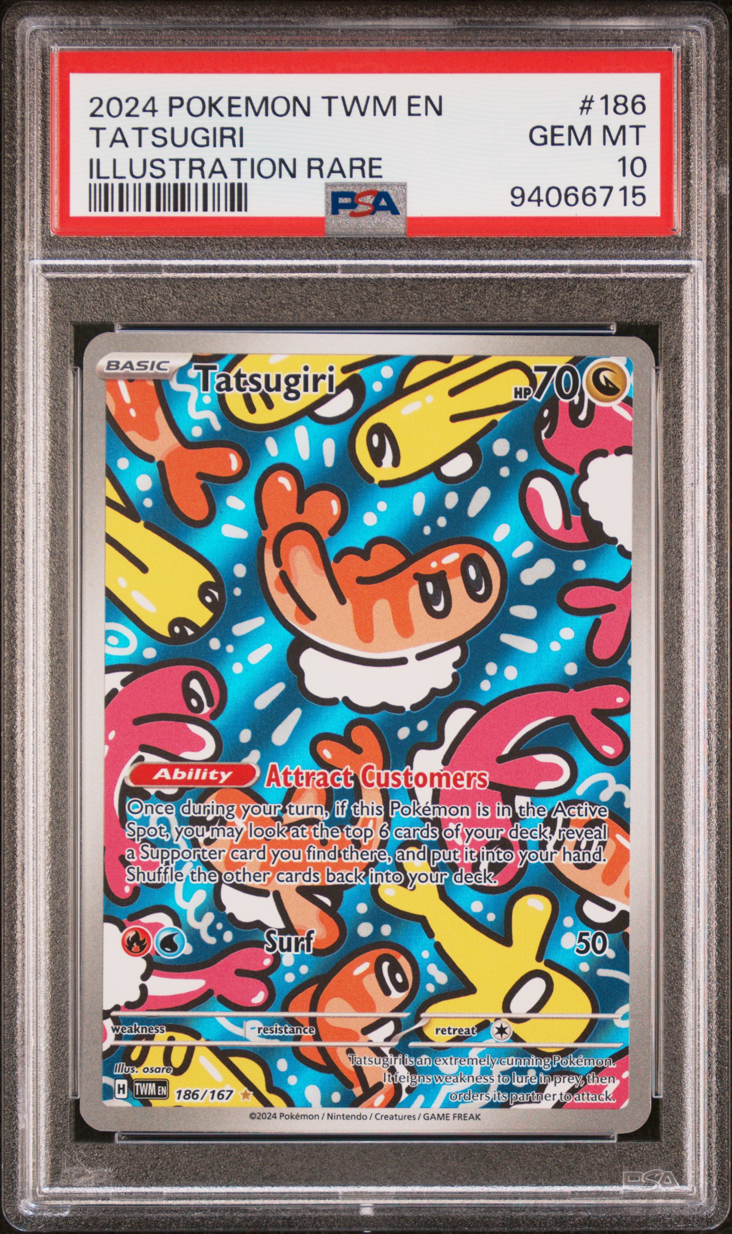 2024 Pokemon Twm En-Twilight Masquerade Tatsugiri #186 (Illustration Rare) Gem Mt 10 front