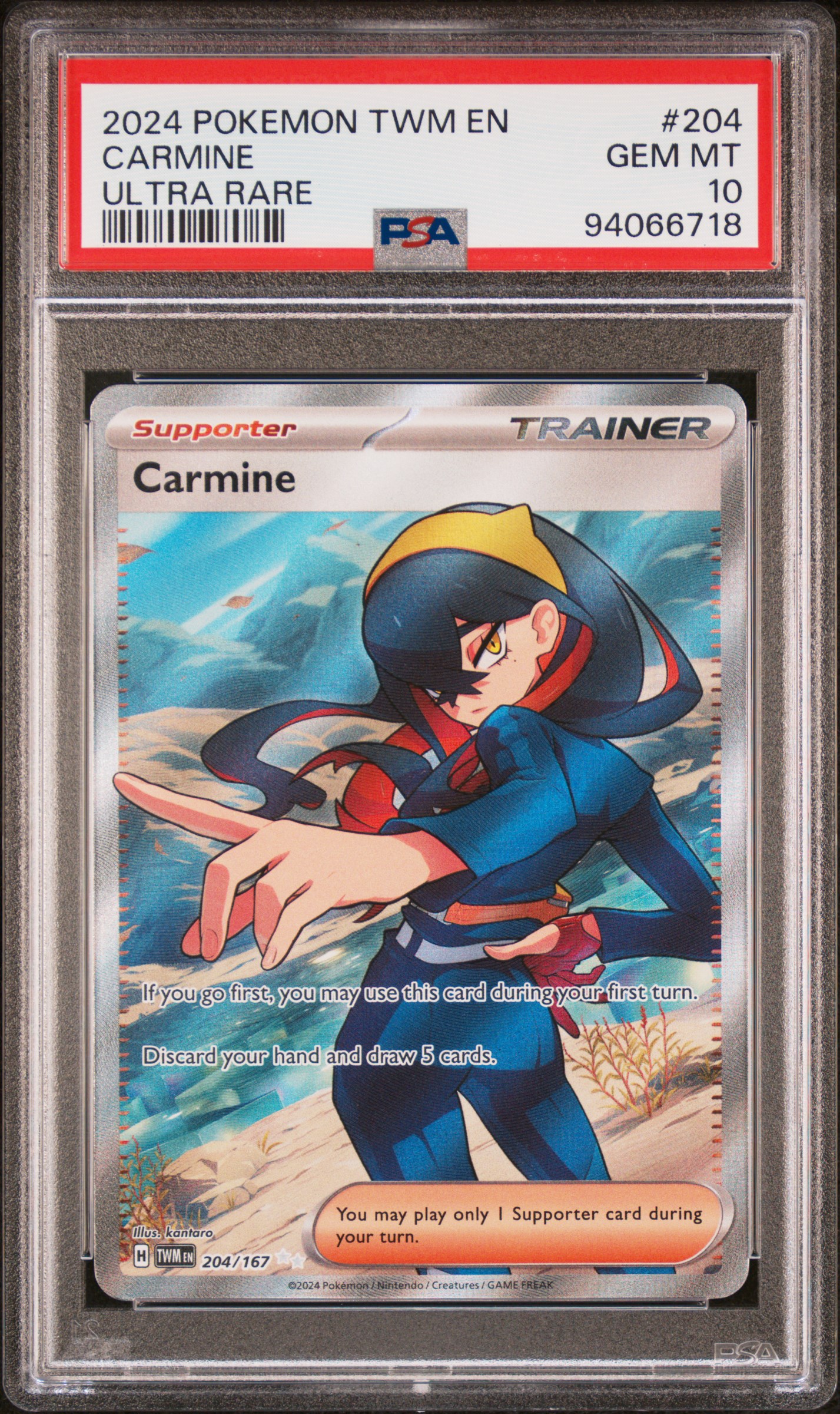 2024 Pokemon Twm En-Twilight Masquerade Carmine #204 (Ultra Rare) Gem Mt 10 front