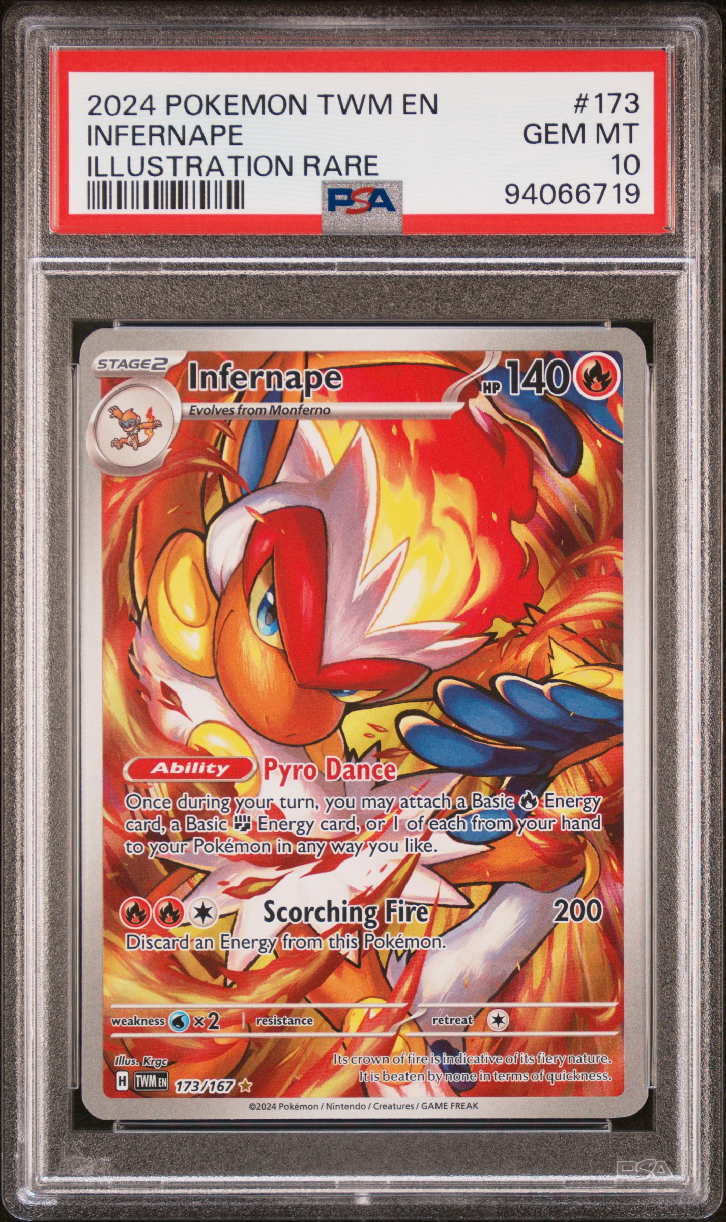 2024 Pokemon Twm En-Twilight Masquerade Infernape #173 (Illustration Rare) Gem Mt 10 front