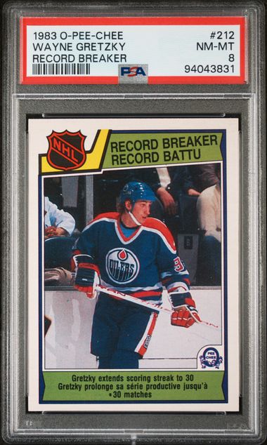 1983 Upper Deck O-Pee-Chee RECORD BREAKER #212 Wayne Gretzky front