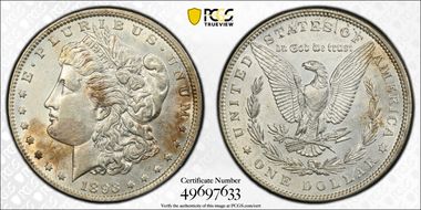 1893 $1 VAM 4, Doubled Stars AU53