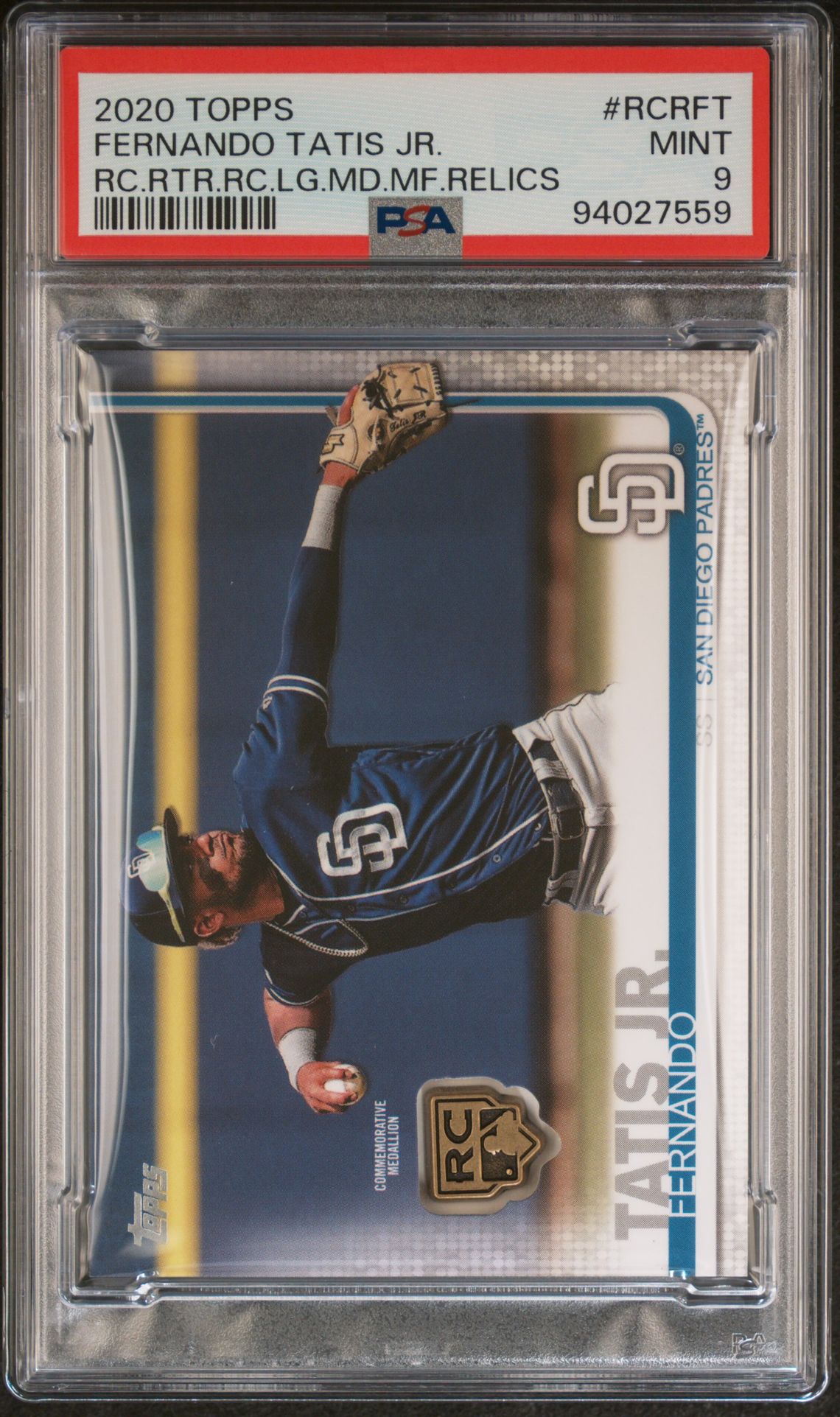 2020 Topps Rookie Card Retrospective Rc Logo Medallion Manufactured Relics Fernando Tatis Jr. #Rcrft (Rc.rtr.rc.lg.md.mf.relics) Mint 9 front