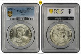 1972-Mo 25 Peso Juarez KM-480  Ag MS66
