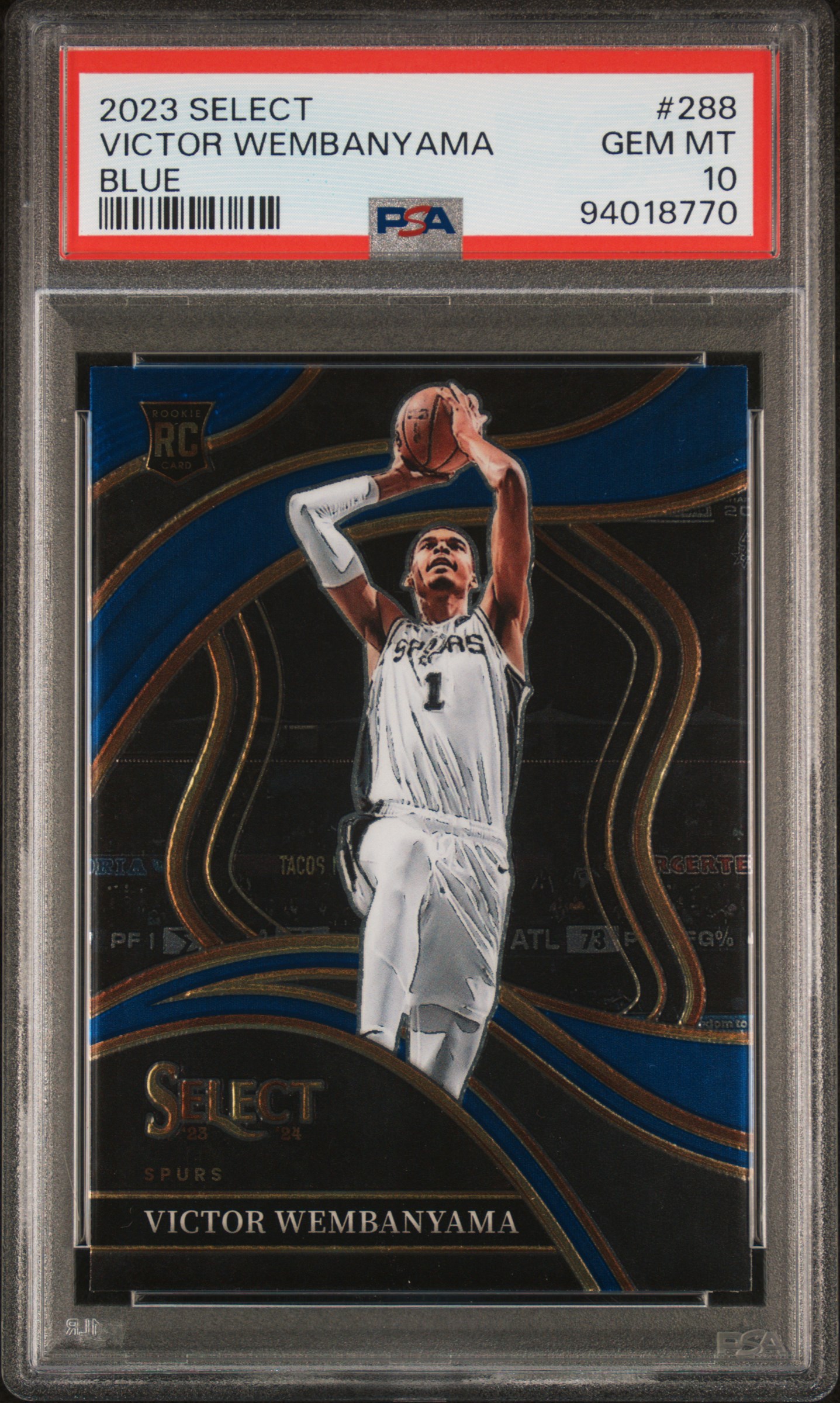2023 Panini Select Victor Wembanyama #288 (Blue) Gem Mt 10 front