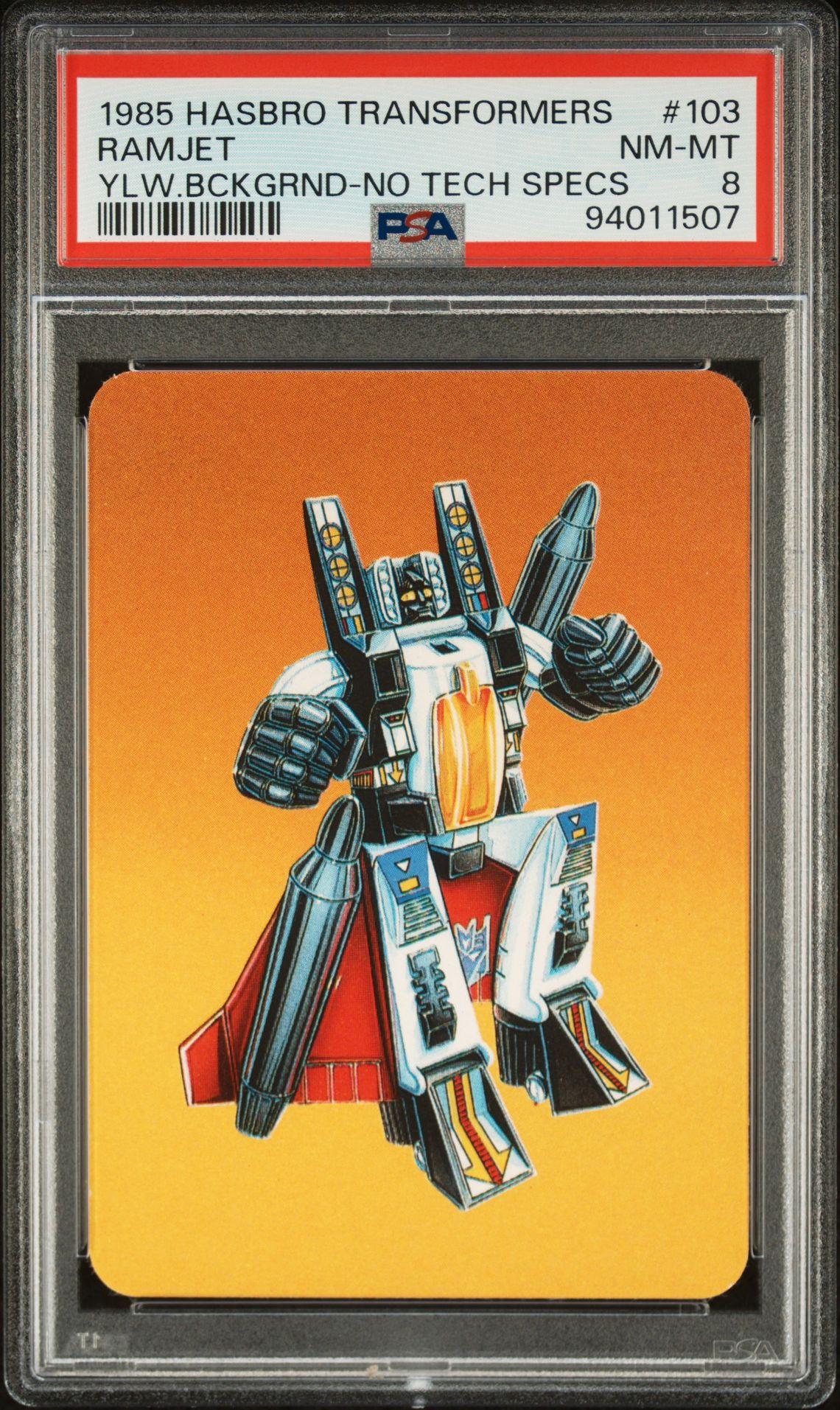1985 HASBRO TRANSFORMERS Yellow #103 Ramjet front
