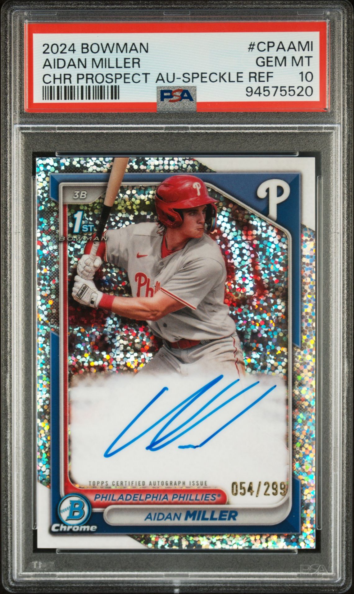 2024 Bowman BOWMAN CHROME PROSPECT AUTOGRAPHS Refractor #CPAAMI Aidan Miller front