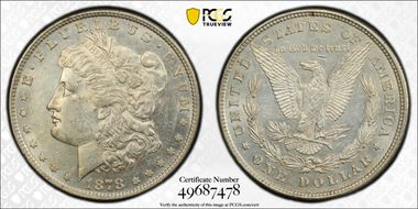 1878 8TF $1 VAM 14.8, Spiked Eye AU58