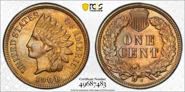 1908-S 1C MS63RB