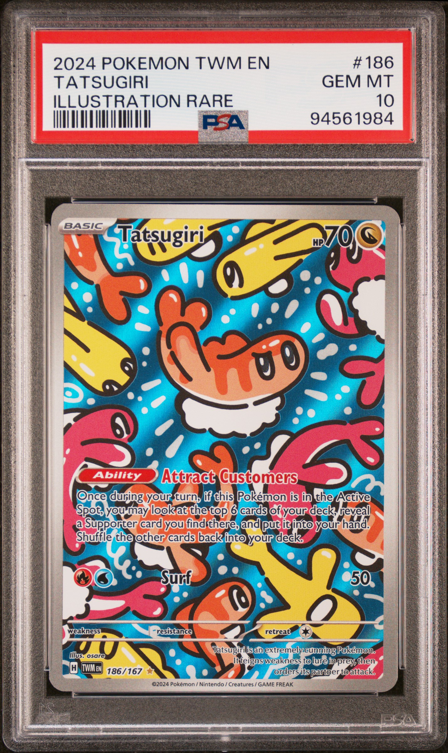 2024 Pokemon Twm En-Twilight Masquerade Tatsugiri #186 (Illustration Rare) Gem Mt 10 front