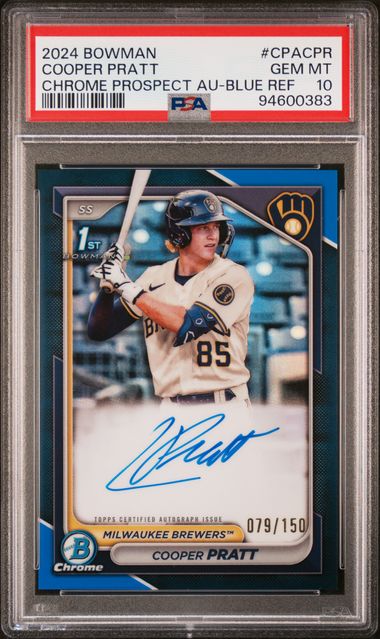 2024 Bowman BOWMAN CHROME PROSPECT AUTOGRAPHS Blue Refractor #CPACPR Cooper Pratt front
