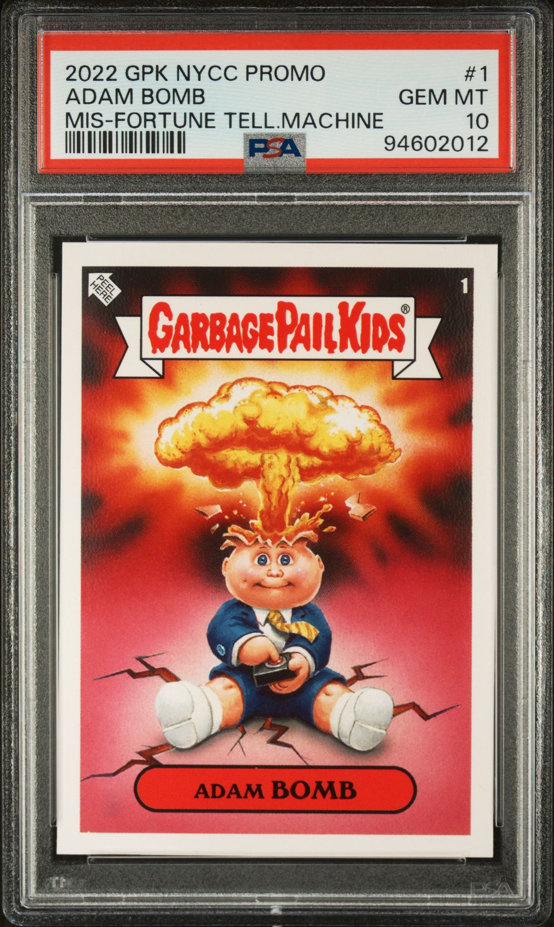 2022 Garbage Pail Kids GARBAGE PAIL KIDS NYCC PROMO MIS-FORTUNE TELL.MACHINE #1 Adam Bomb front