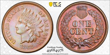1868 1C MS66BN