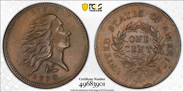 1793 1C Wreath, S-11a AU53BN