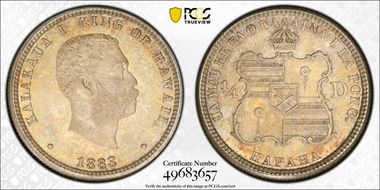 1883 25C Hawaii MS65