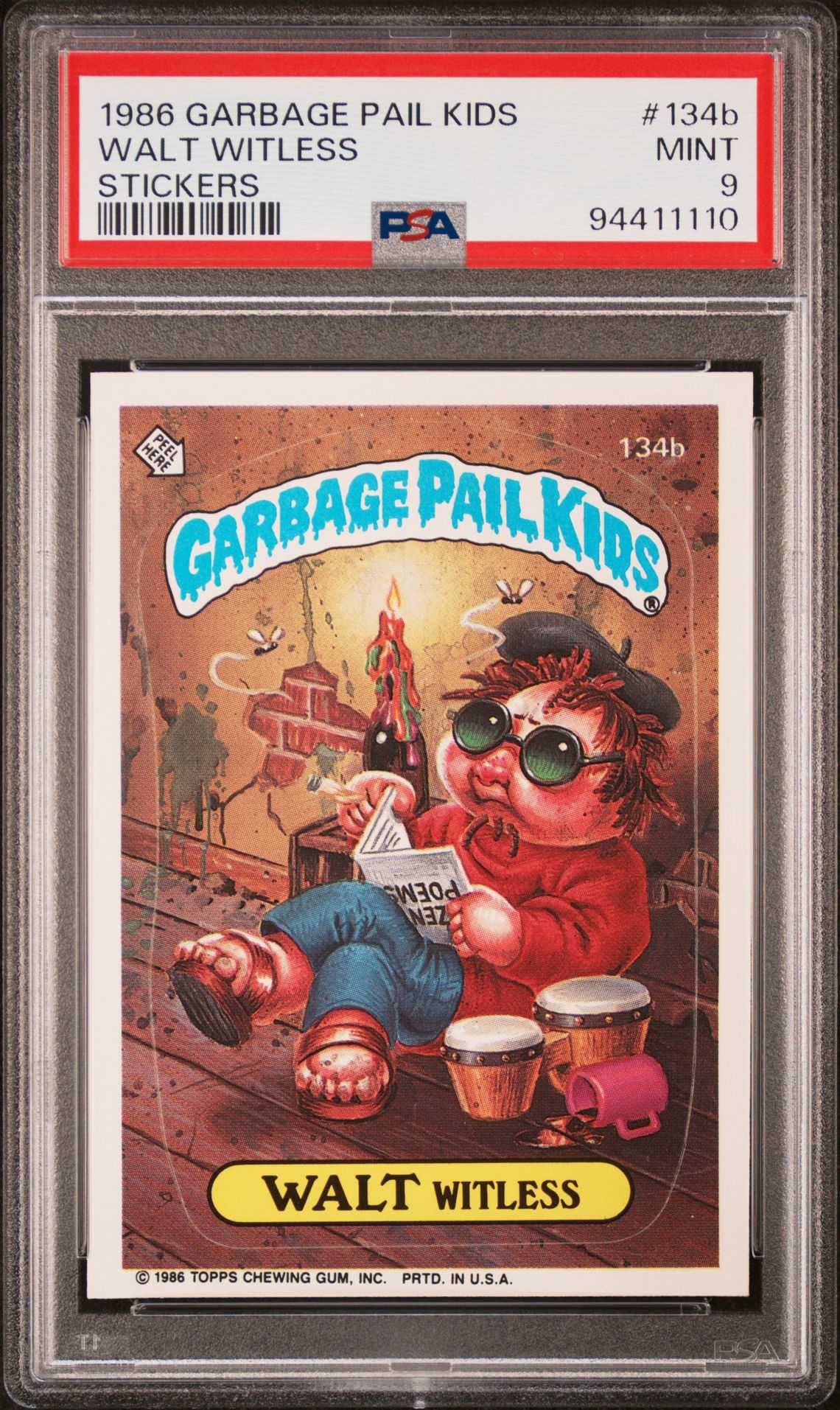1986 Topps GARBAGE PAIL KIDS STICKERS #134B Walt Witless front