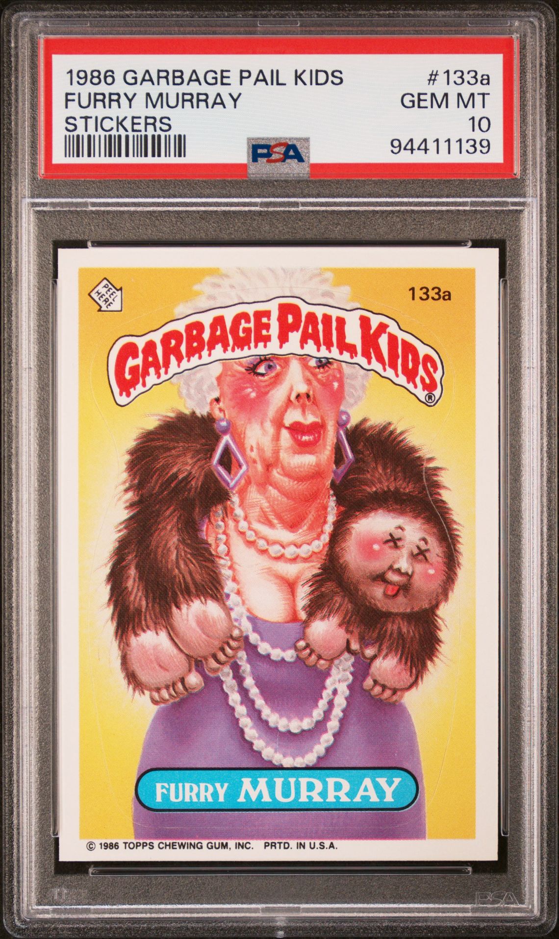 1986 Topps GARBAGE PAIL KIDS STICKERS #133A Furry Murray front