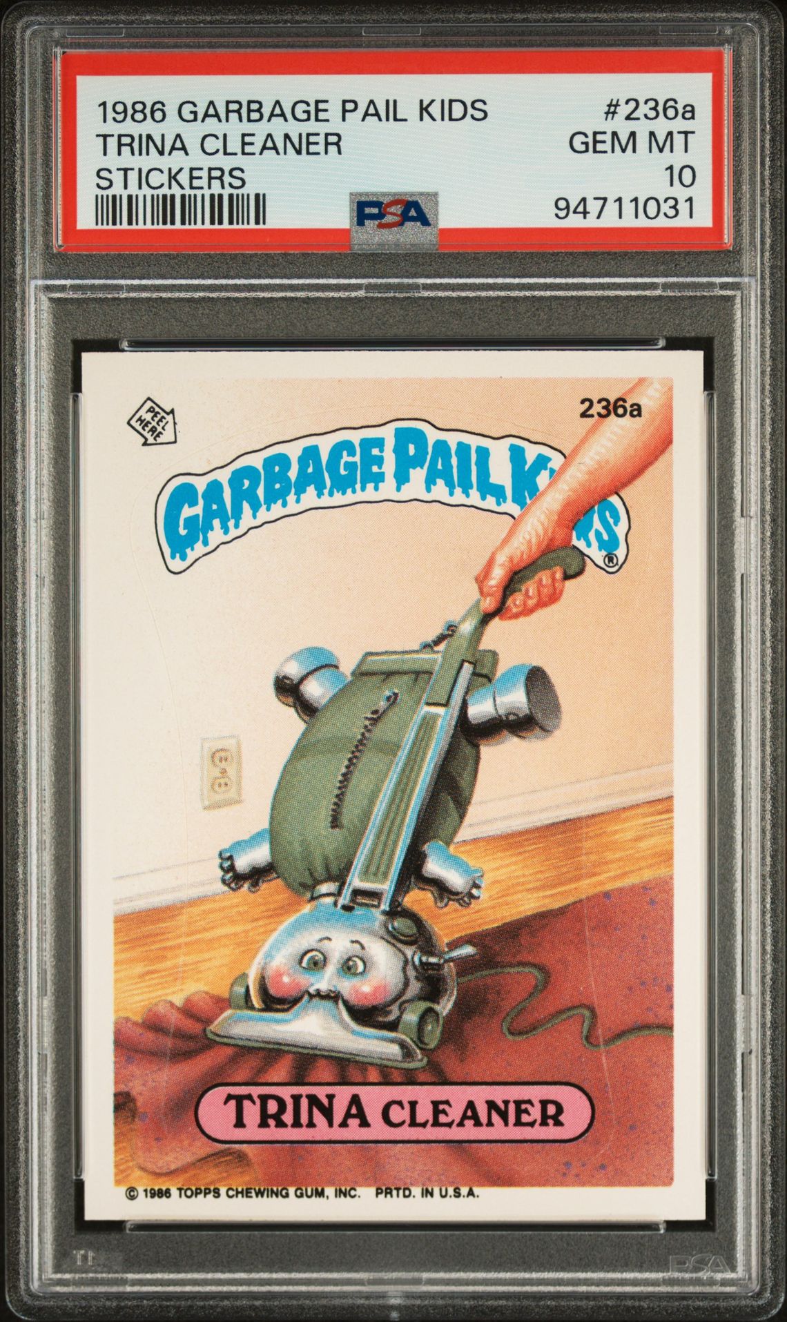 1986 Topps GARBAGE PAIL KIDS STICKERS #236A Trina Cleaner front