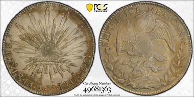 1843-Pi AM 8 R Pi20 Flat top 3 AU58