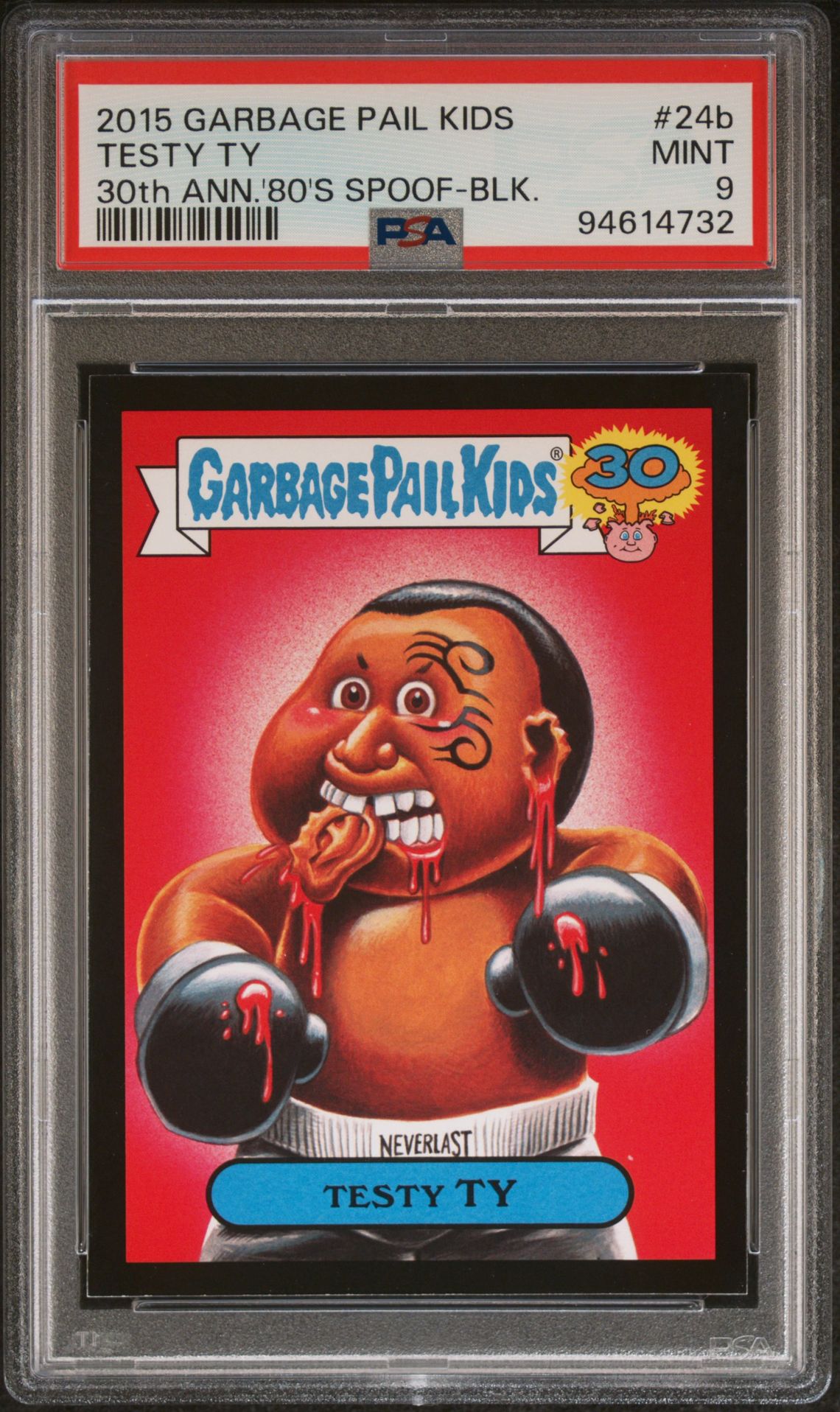 2015 Topps TOPPS GARBAGE PAIL KIDS 30TH ANNIVERSARY '80'S SPOOF 30TH ANN.'80'S SPOOF-BLK. #24B Testy Ty front