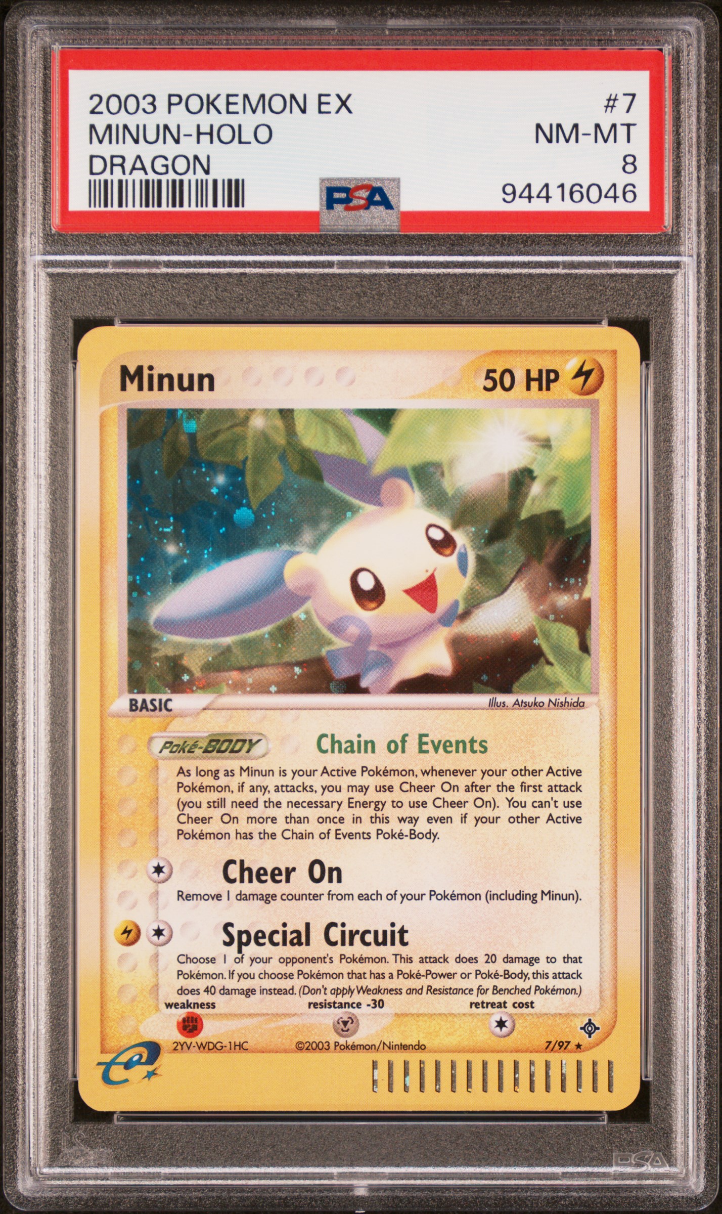 2003 Pokemon Ex Dragon Minun-Holo #7 (Dragon) Nm-Mt 8 front