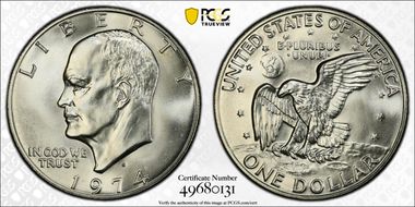 1974-S $1 Silver MS69