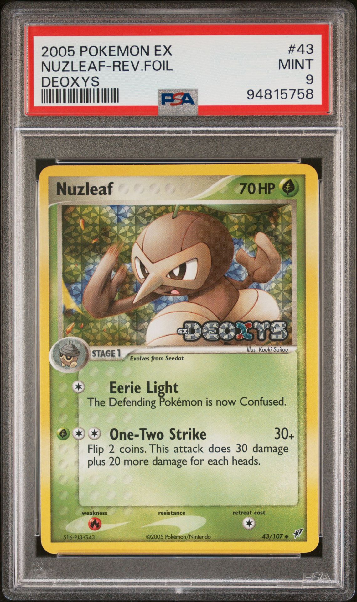 2005 Pokemon POKEMON EX DEOXYS #43 Nuzleaf-Rev.Foil front