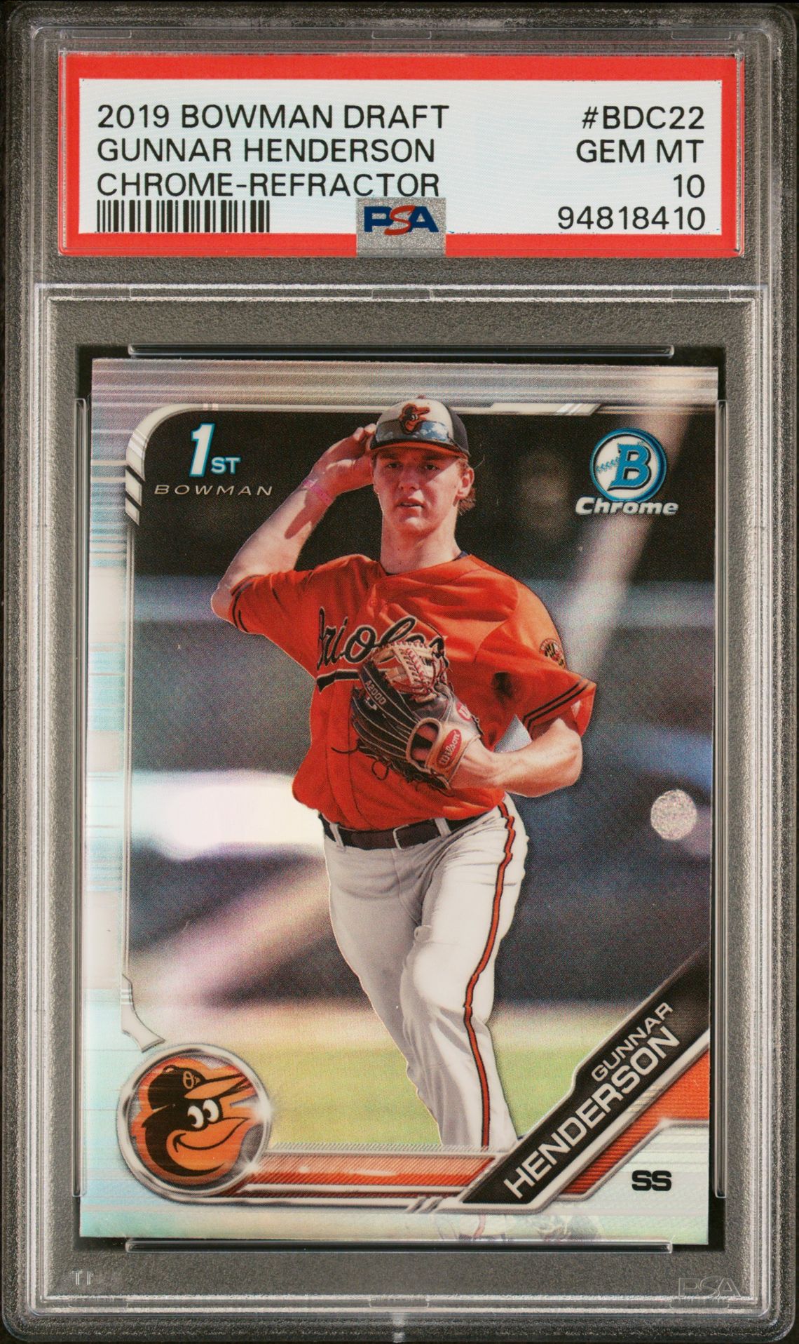 2019 Bowman Bowman Chrome CHROME-REFRACTOR #BDC22 Gunnar Henderson front