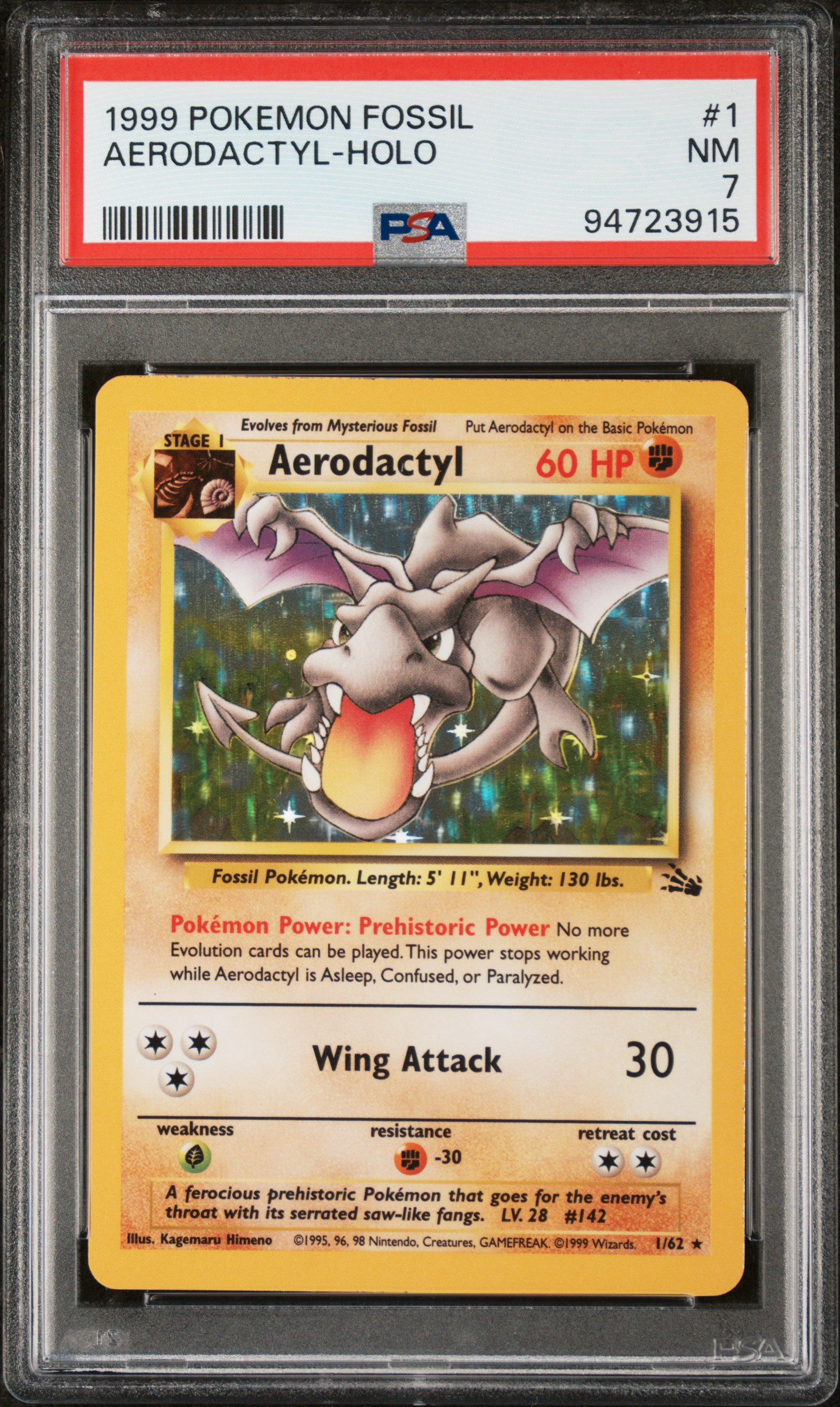 1999 #1 Aerodactyl-Holo PSA 7 Fossil