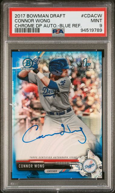 2017 Bowman Bowman Chrome Blue Refractor Connor Wong front