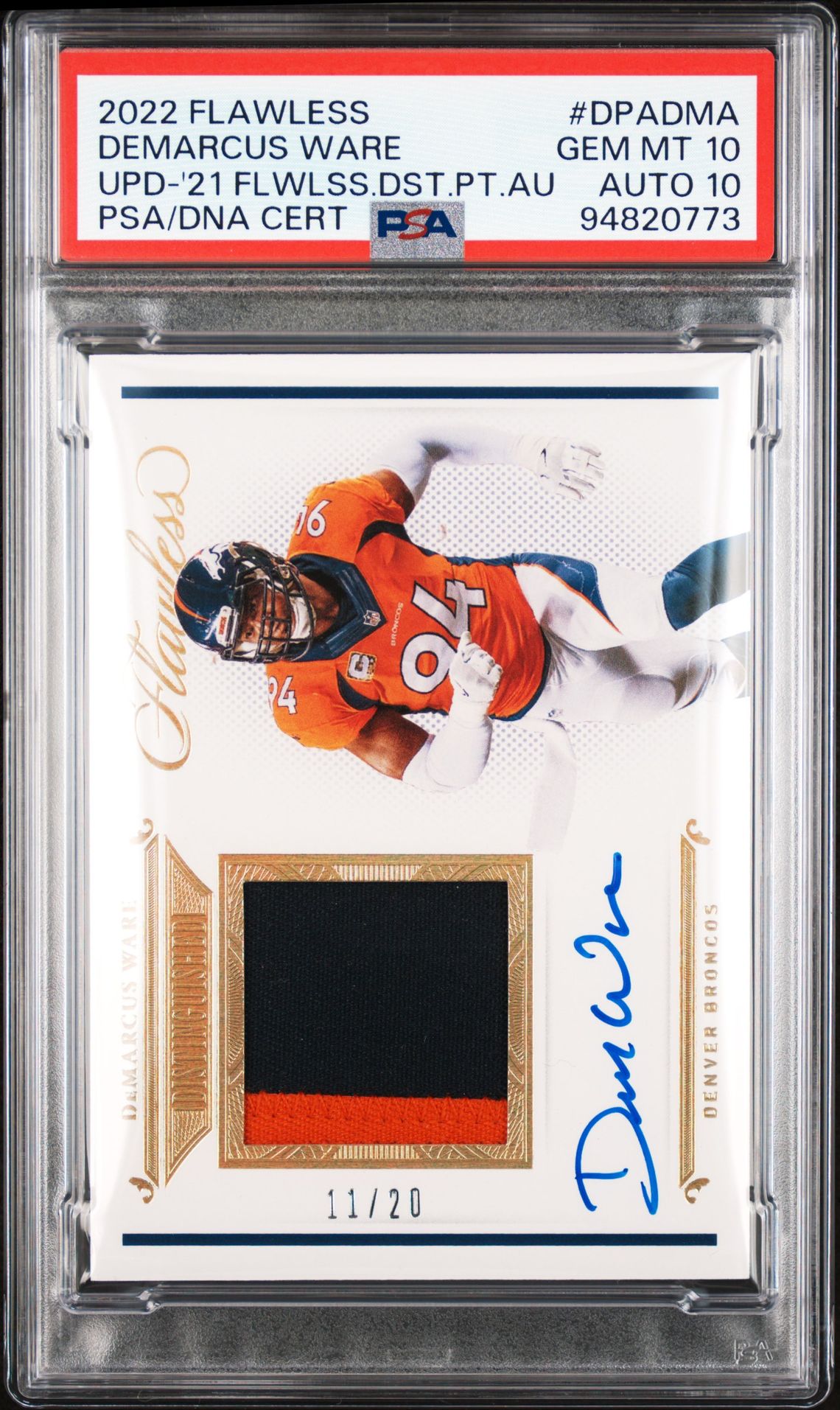 2022 Panini PANINI FLAWLESS UPDATE '21 FLWLSS.DST.PT.AU #DPADMA Demarcus Ware front