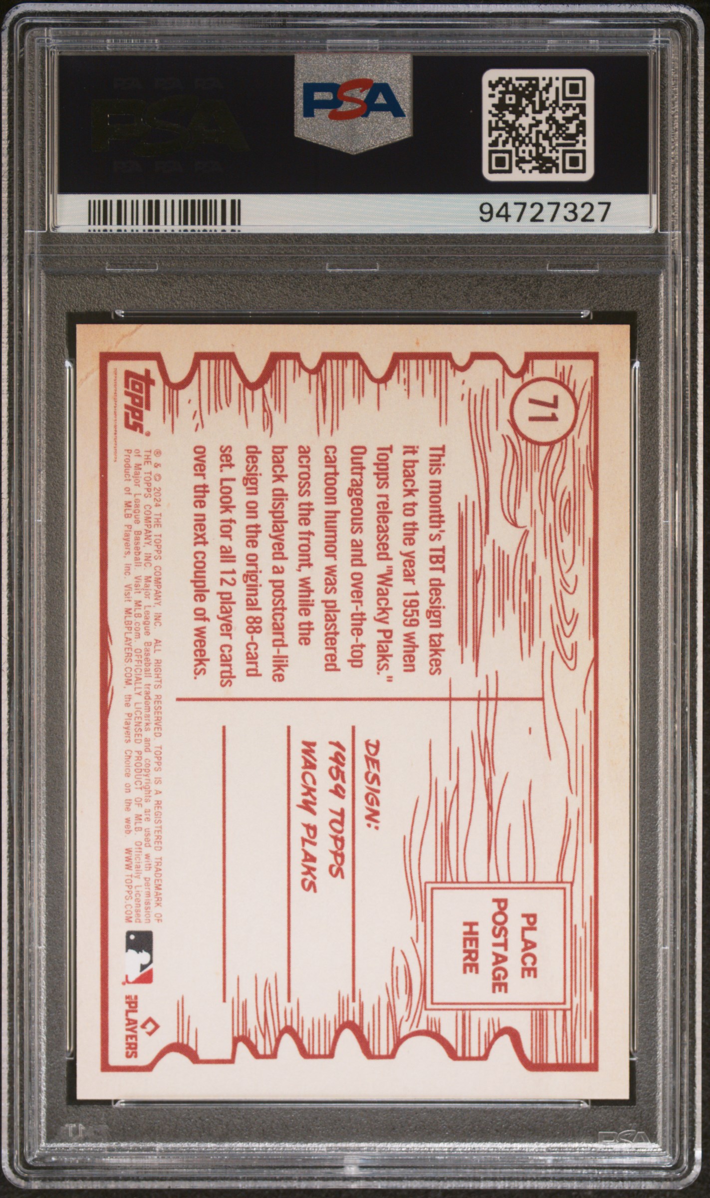 2024 Topps Throwback Thursday Shohei Ohtani #71 Gem Mt 10 back