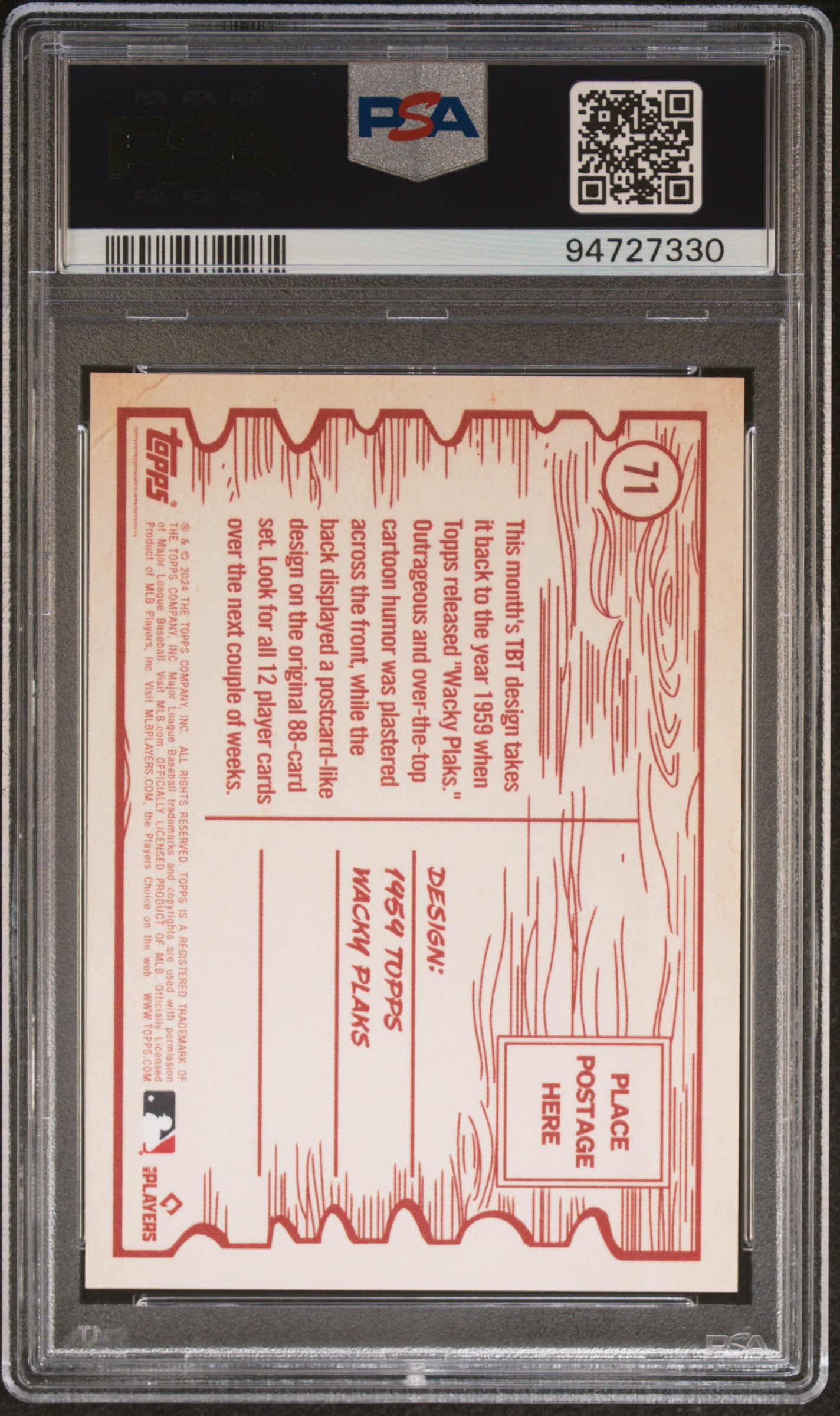 2024 Topps Throwback Thursday Shohei Ohtani #71 Mint 9 back