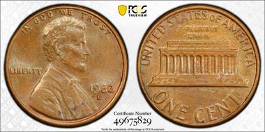 1982-D 1C Zinc, Large Date MS61BN