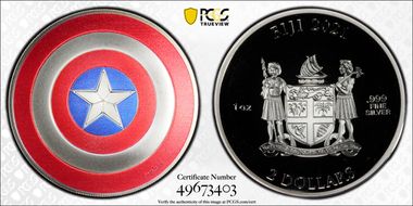 2021 $2 Captain America's Shield Colorized PR69DCAM
