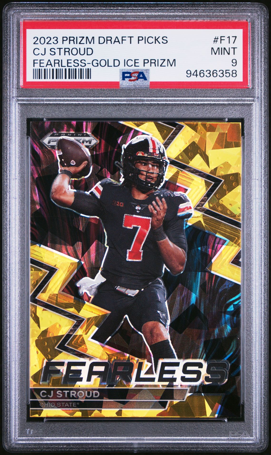 2023 Panini PANINI PRIZM DRAFT PICKS FEARLESS Gold #F17 Cj Stroud front