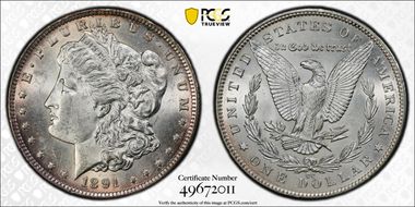 1891-CC $1 VAM 3, Spitting Eagle MS62