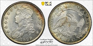 1829 50C O-116a AU58