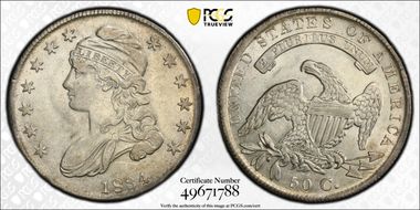 1834 50C O-118, Sm Date, Sm Letters AU53