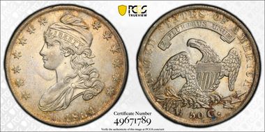 1834 50C O-112 Sm Date, Sm Letters AU53