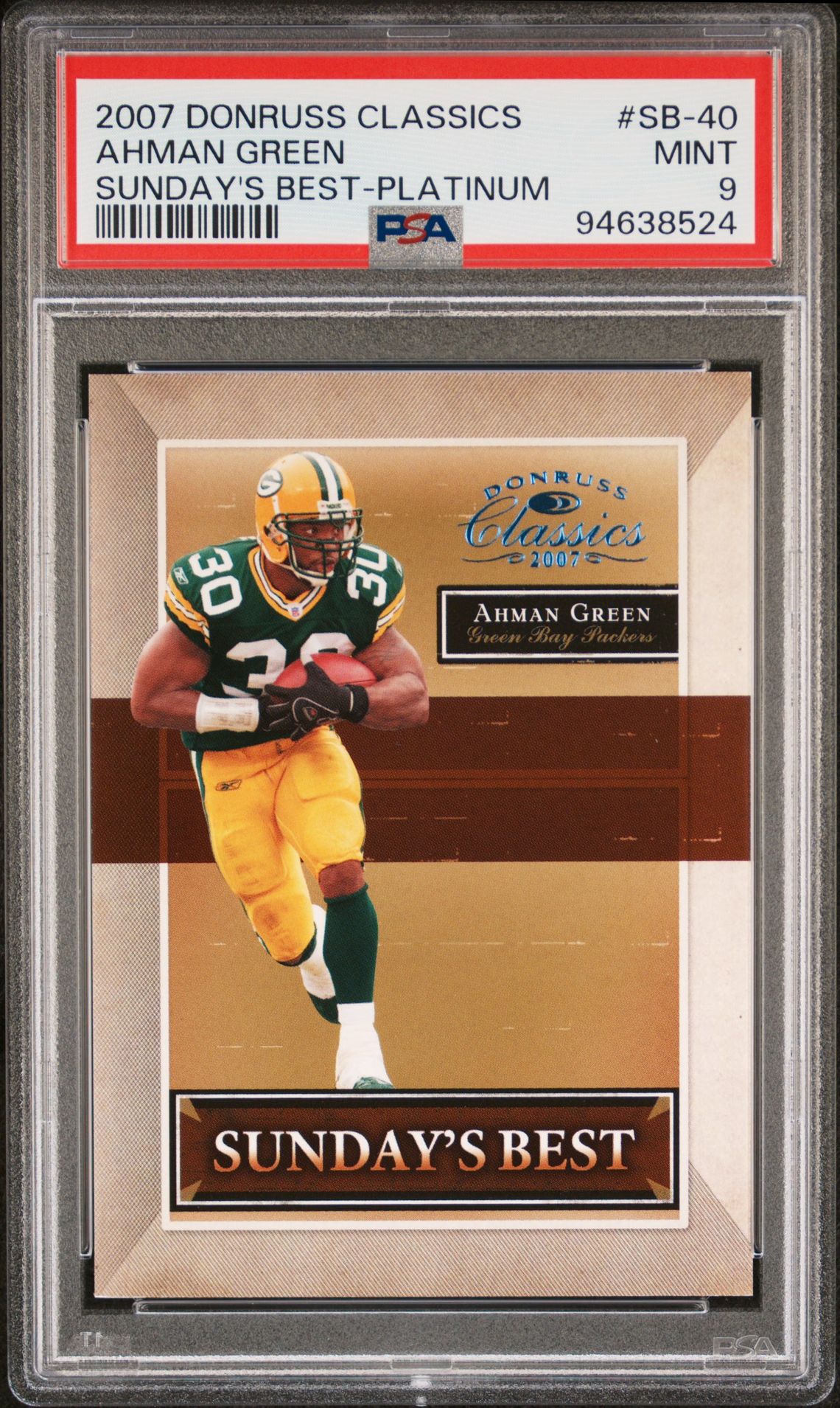 2007 Donruss Classics Sunday's Best Ahman Green #Sb-40 (Sunday's Best-Platinum) Mint 9 front
