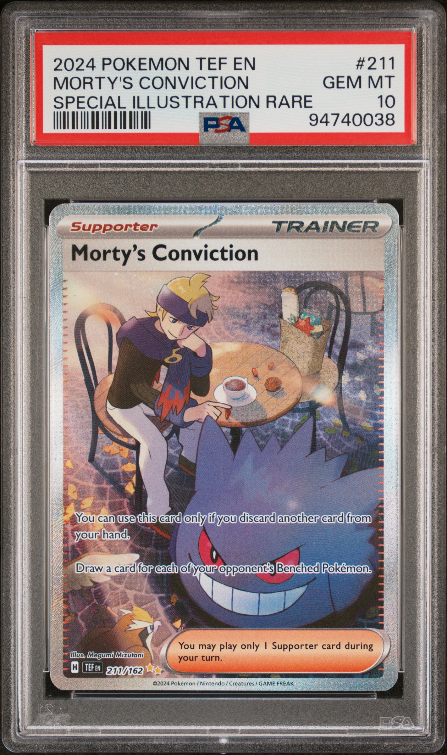 2024 Pokemon Tef En-Temporal Forces Morty's Conviction #211 (Special Illustration Rare) Gem Mt 10 front