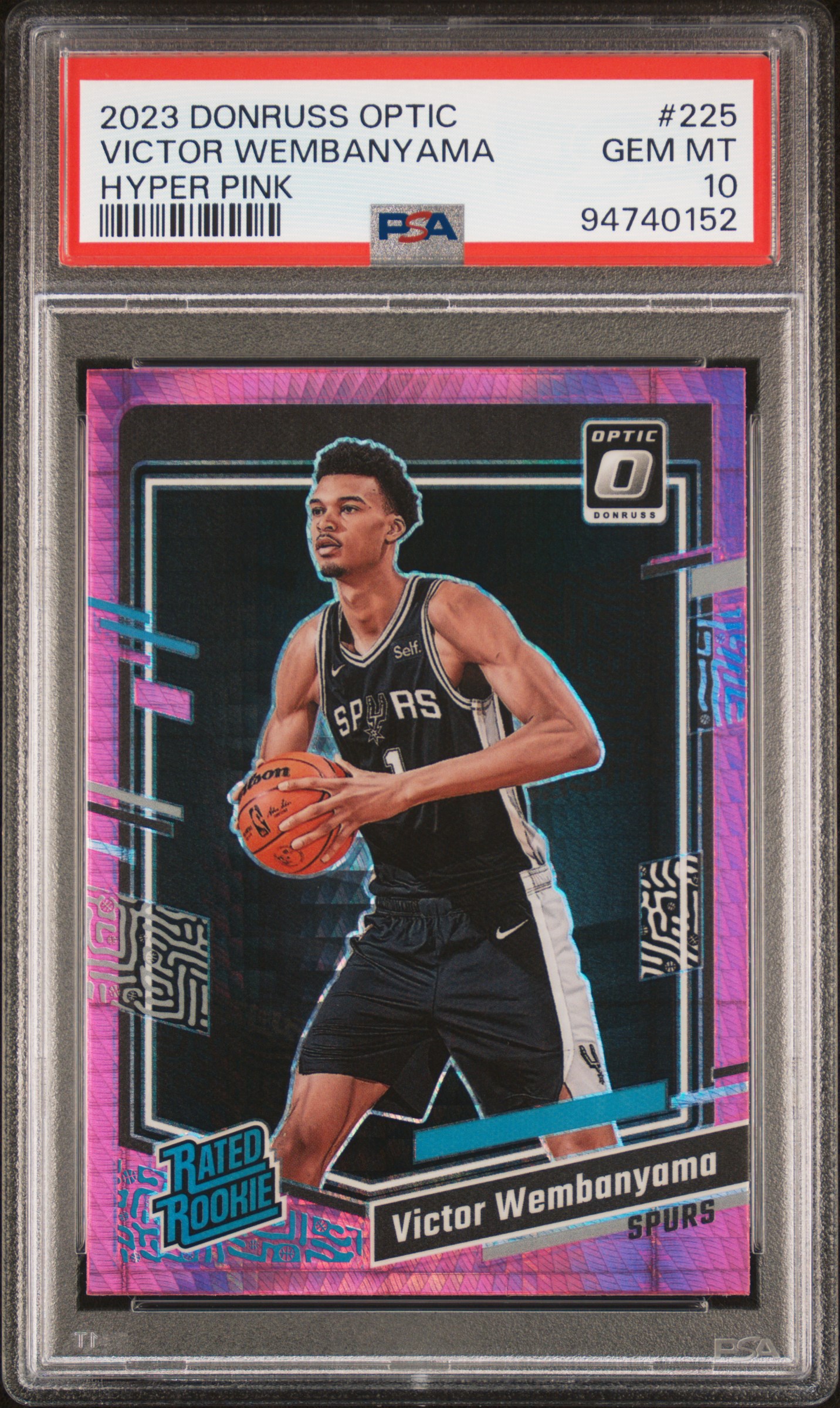 2023 Panini Donruss Optic Victor Wembanyama #225 (Hyper Pink) Gem Mt 10 front