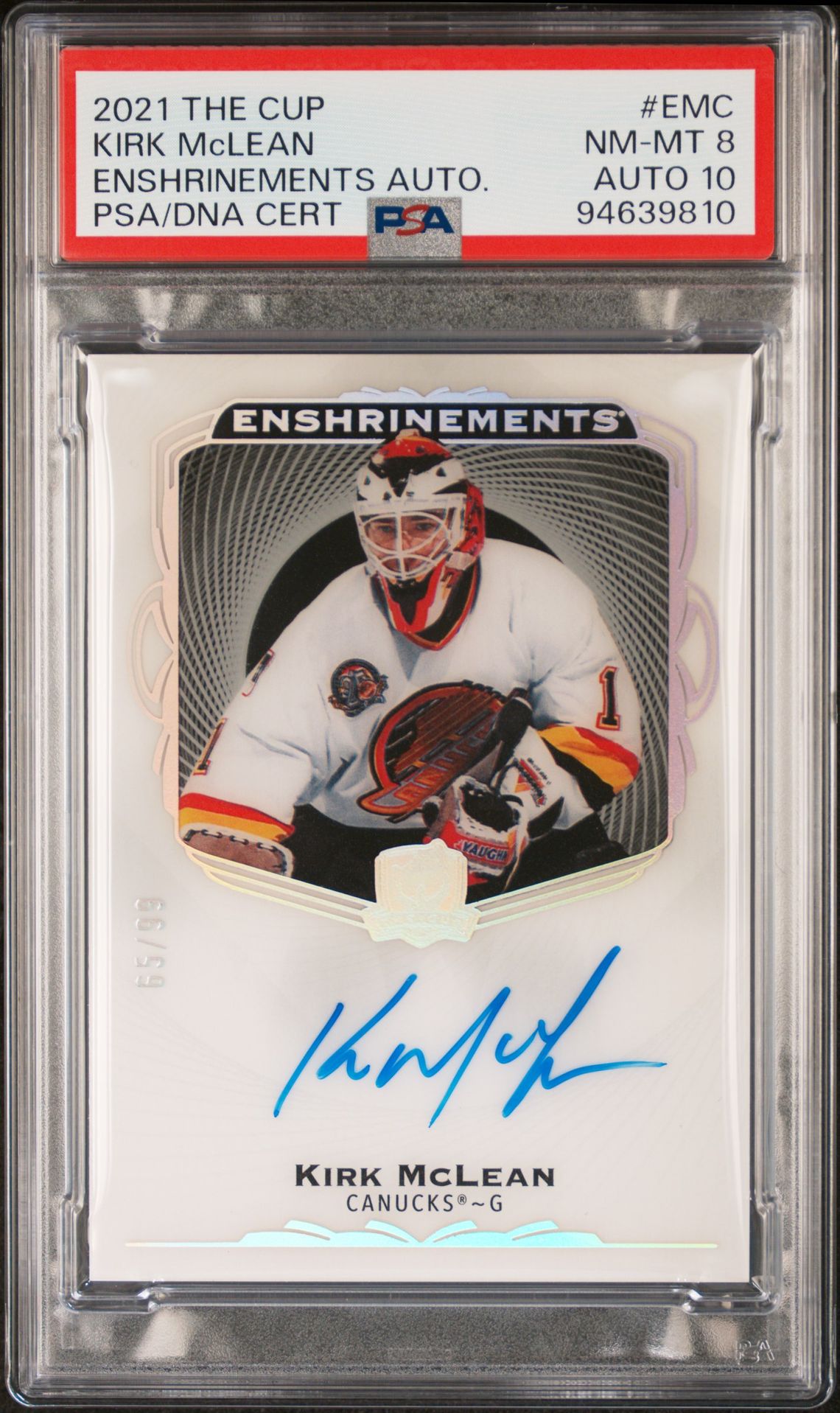 2021 Upper Deck The Cup Enshrinements Autographs Kirk Mclean #Emc (Enshrinements Auto.) Nm-Mt 8 front