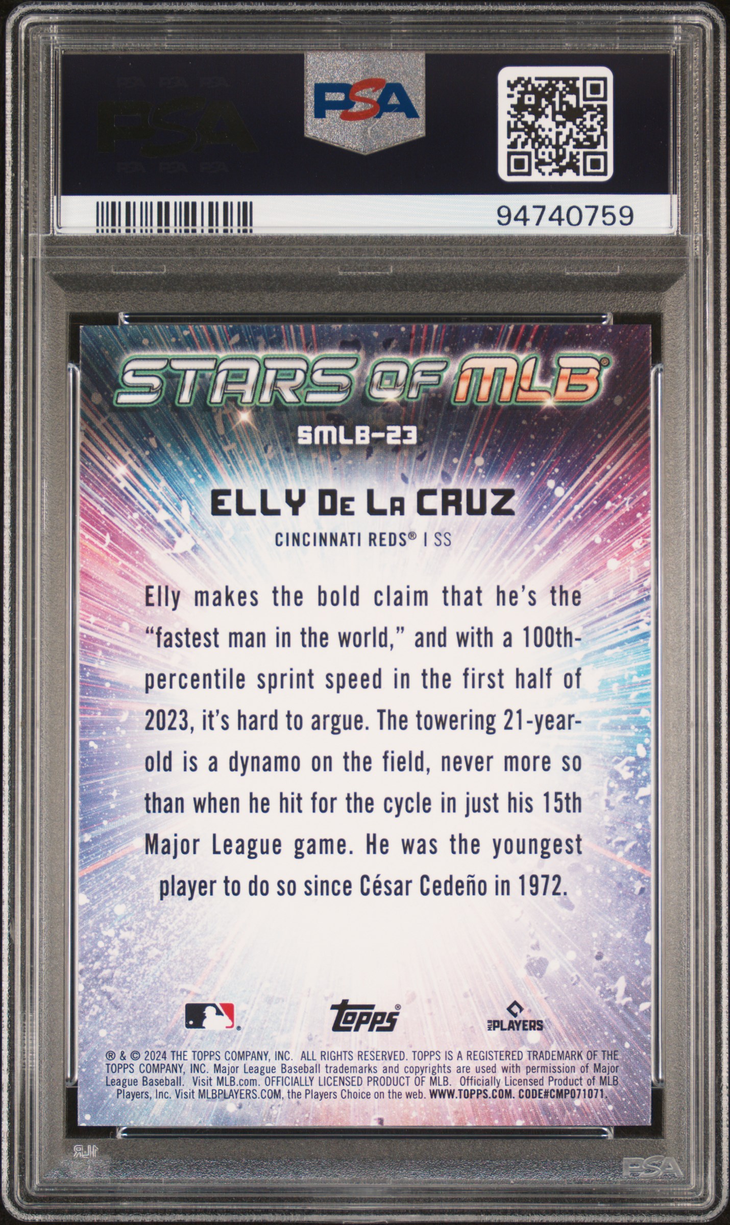 2024 Topps Stars Of Mlb Elly De La Cruz #Smlb23 Nm-Mt 8 back