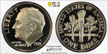 1981-S 10C Type 1 PR69DCAM